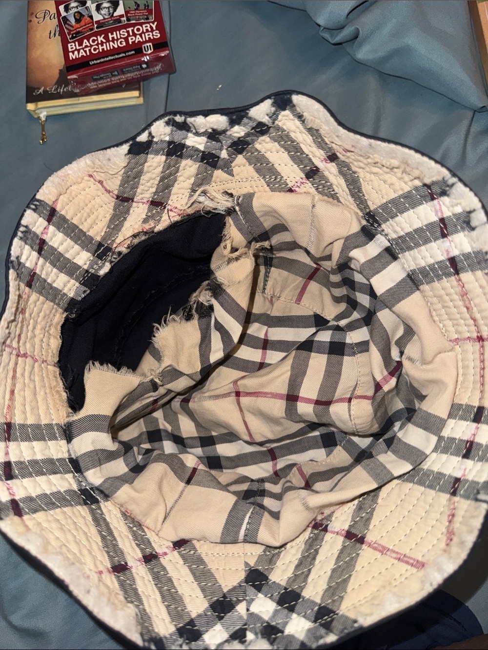 Burberry Bucket Hat Check Trim NEED OF REPAIR OR CAN BE DISTRESSED - Picture 2 of 2